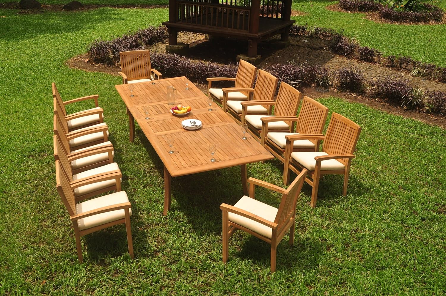 12 Seats 13 Pcs Grade-A Teak Wood Dining Set: 118