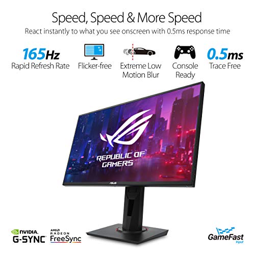 ASUS TUF Gaming 24” 1080P Monitor (VG248Q1B) - Full HD, 165Hz, Extreme Low Motion Blur, 0.5ms, FreeSync Premium, Eye Care, DisplayPort, HDMI, Shadow Boost, VESA Wall Mountable, Tilt Adjustable