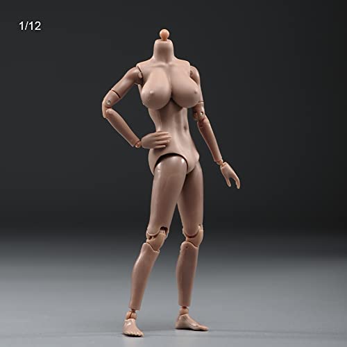 1/12 Scale Female Figure Body,6inch Female Joint Flexible Suntan Skin Action Figure Body Collectible (Huge Bust)