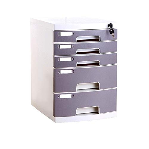 Bxwjg Desktop File Cabinet, 5-Layer Drawer Storage Organization, with Lock/Blank Label，Suitable for Office Supplies (Size : Large 5-Layers)