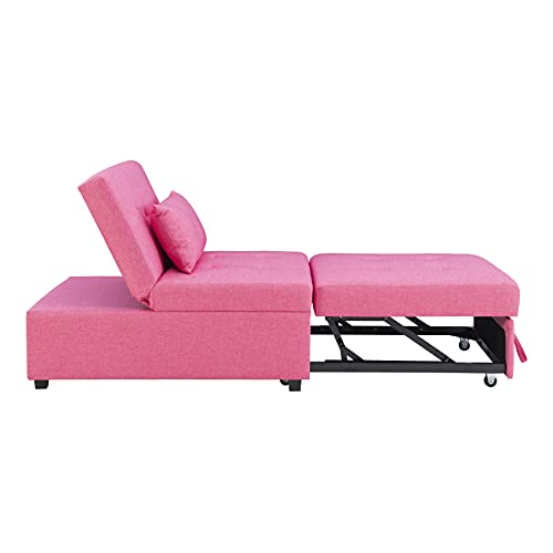 Powell Hot Pink Marnie Convertible Sofa Bed with Matching Roll Pillow