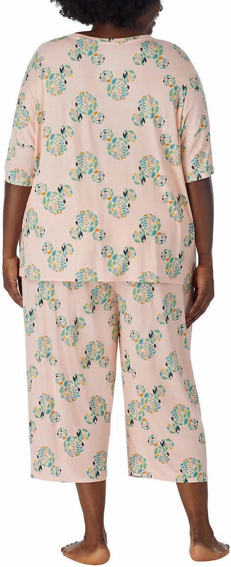 Disney Womens 2 Piece Capri Pajama Set (X-Large, Mickey Mouse Pink)