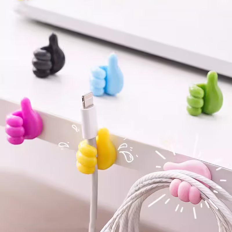 10Pcs Creative Silicone Thumb Wall Hook - Multifunction Adhesive Cable Clip ，Self Adhesive Thumb Cable Organizer Clips Key Hanger