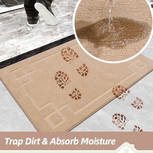 BEQHAUSE Door-Mat Dirt Trapper Entrance Mat Absorbent Low-Profile Non-Slip Welcome Mat Washable Front Dog Door Mat for Muddy Paws,Entryway,Hallway,32