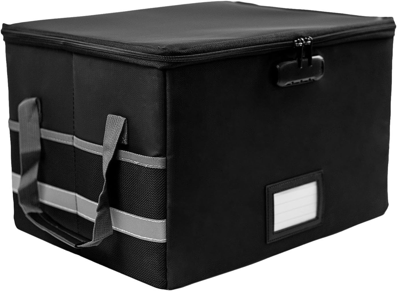 Fireproof Document Box, Black Storage File Boxes, Fireproof File Box, Document Bag with Lock, Portable Document Holder, Waterproof Safe Box, Large Capacity Filing Cabinet for Letter Cash Legal Folder