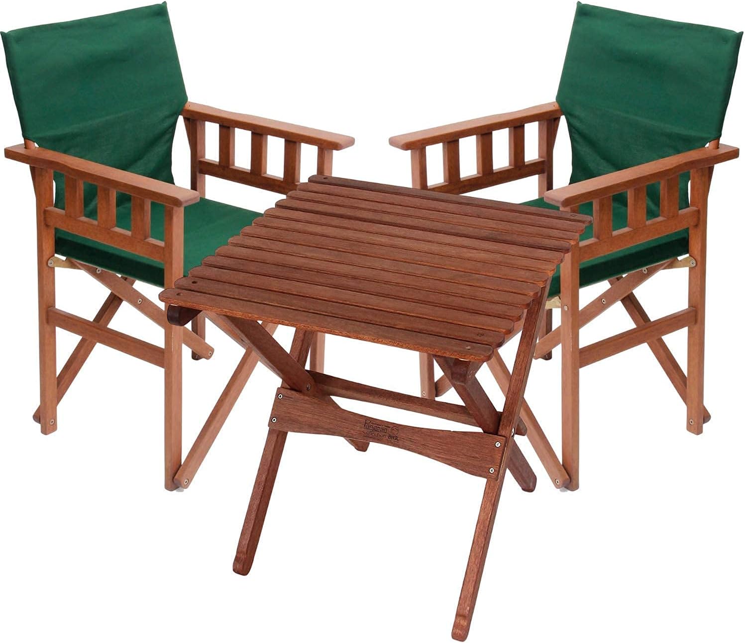 BYER OF MAINE, Pangean Campaign Bundle, Large Folding Wood Table and Campaign Chairs, Green