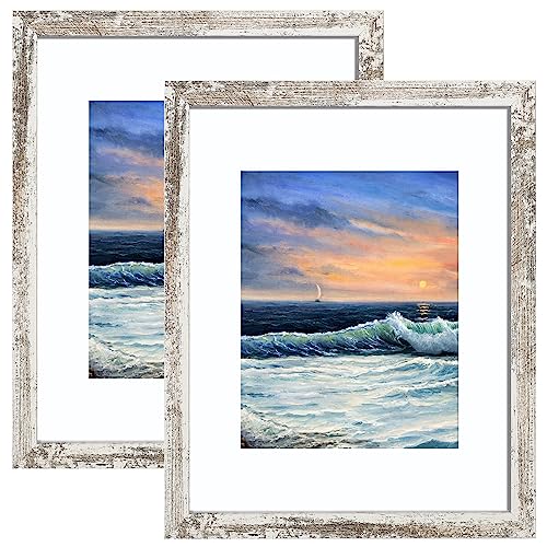 LUCKYLIFE 8x10 Picture Frame Distressed White for Wall Mounting or Tabletop Display, 2 Pack