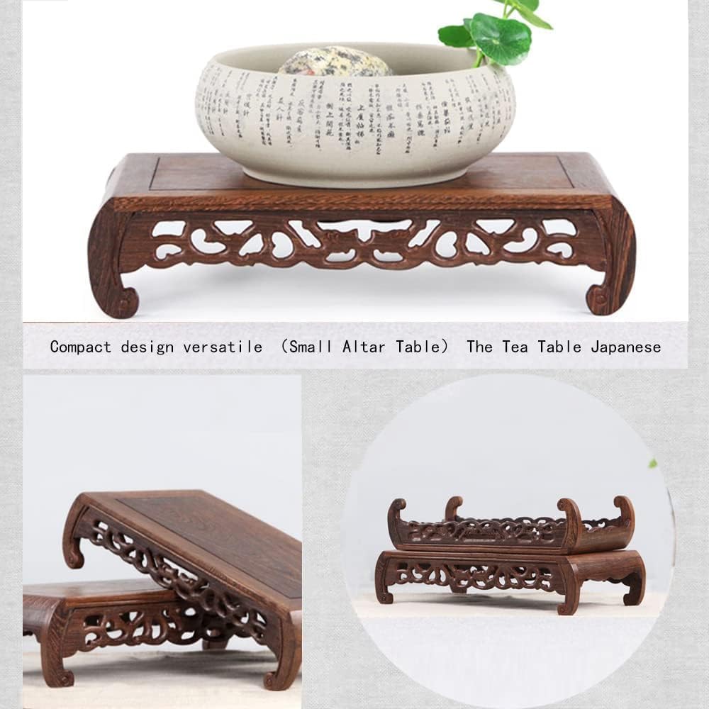 Small Coffee Tables,Meditation Table Altar,Hand Carved Natural Brown Wood Small Puja Table, Used in The Tea Table Japanese,Study Room,Yoga Room.IT is 13 Inches (L),6.3 Inches (W), 3 Inches (H)