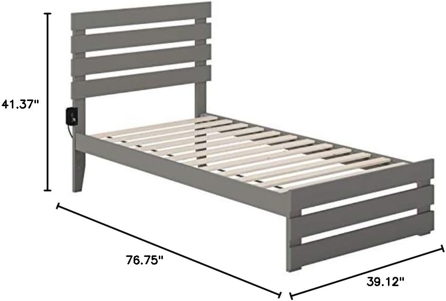 BOWERY HILL Farmhouse Solid Wood Twin Bed with Footboard in Gray