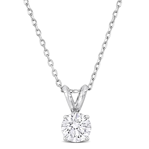 Lab-Grown Diamond Solitaire Pendant -With Unique laser engraved Diamond ID, D Color VVS2 Clarity, 1 CT TW & 3/4 CT TW -Available in Platinum or 14K White Gold- IGI Certified Lab-Grown Diamonds