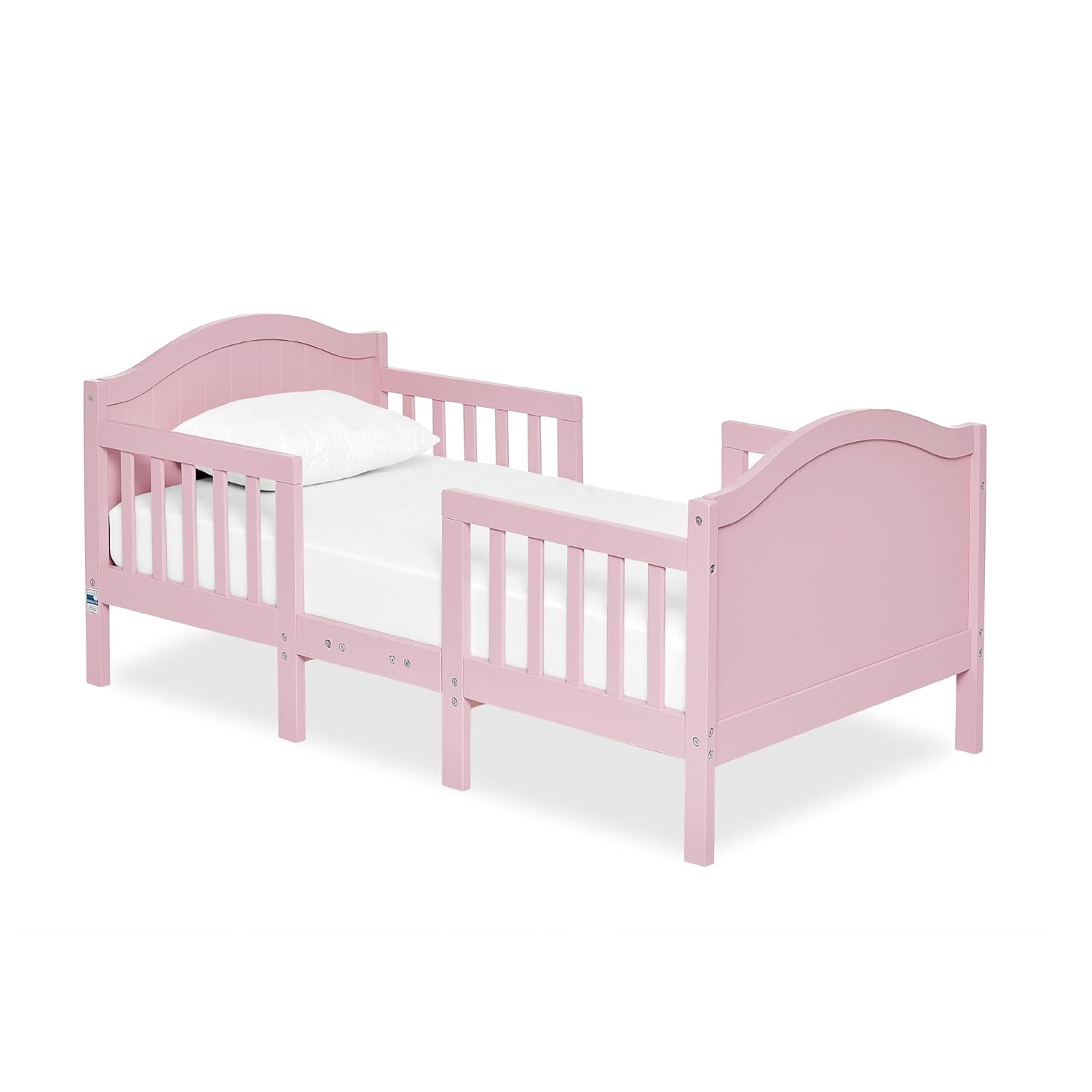 Portland 3 in 1 Convertible Toddler Bed in Pink, Greenguard Gold Certified & Baby Fairy 5” Foam Crib & Toddler Bed Mattress in a Box