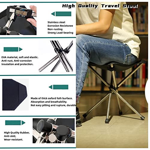 Portable Camping Stool with Side Pocket Camping Seat 12.5in Foldable Comfortable Widening Heightening for Travel Camping Fishing Hiking Gardening Picnic Beach BBQ Outdoor…