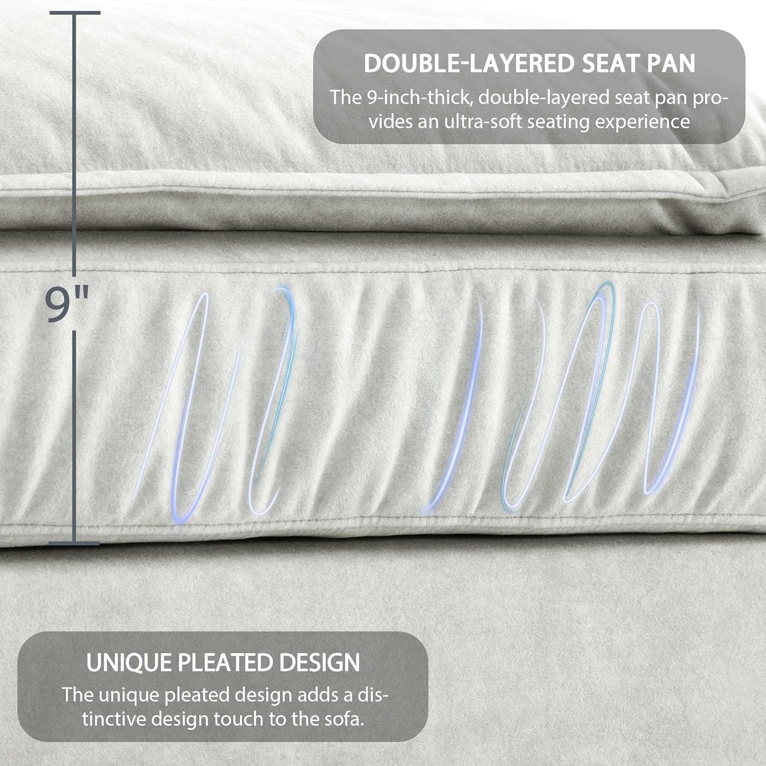 Luxurious Extra Large Sectional Sofa with Curved Wood Armrests - L-Shaped Couch with Ottoman for Living Room & Apartment Furniture - Stylish, Comfortable, and Durable Design