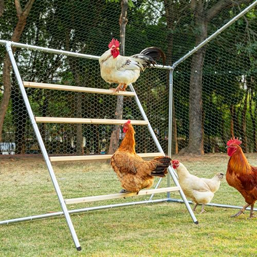 PETSFIT Chicken Coop Run with Anti-Rust Durable Steel, Large Walk-in Poultry Cage Chicken Runs for Yard with Cover, Chicken Pen for Outdoor Farm Use, Duck House(118
