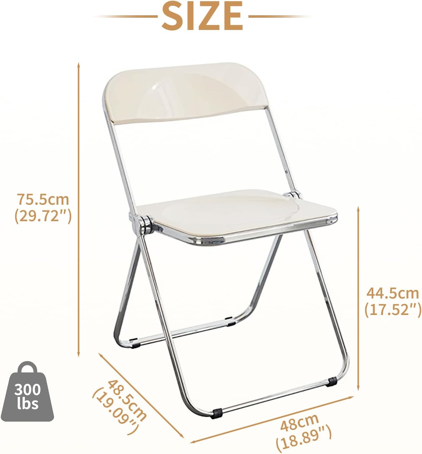 KAIHAOWIN Folding Chair and Table Acrylic Folding Desk and Chairs Set (White)