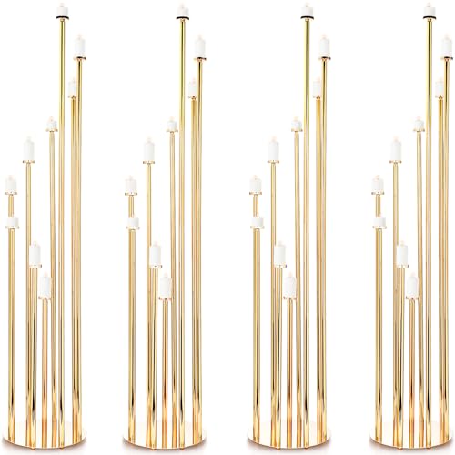 Nosiny 9 Arm Floor Candle Holder 46'' Metal Floor Candelabra Pillar Candle Holders Candle Sticks Holder Decor for Home Birthday 4th of July Party Wedding Banquet Decoration(Gold, 2 Pcs)