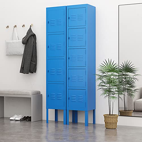 MIIIKO Metal Locker Single Tier with 2 Shelves, Storage Locker Cabinet with Vents and Hanging Hooks, for Employees Gym School Home Storage