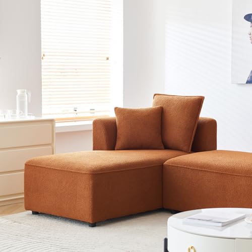 L Shape Sectional Couch, Modular Sectional Couch with 5 Pillows, Chaise Lounge, Upholstered Breathable Curved Sectional Sofa for Living Room