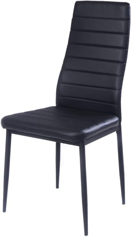 IDS Home Modern Faux Leather High Back Padded Seat Dining Chair with Metal legs for Kitchen Furniture, Living room, Meeting room, Restaurant (Single Chair) - Black
