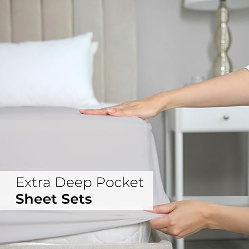 Extra Deep Pocket King Sheets - 4 Piece Breathable & Cooling Bed Sheets - Hotel Luxury Bed Sheet Set - Soft, Wrinkle Free & Comfy - Easily Fits Extra Deep Mattresses - Deep Pocket Navy Blue Sheets Set