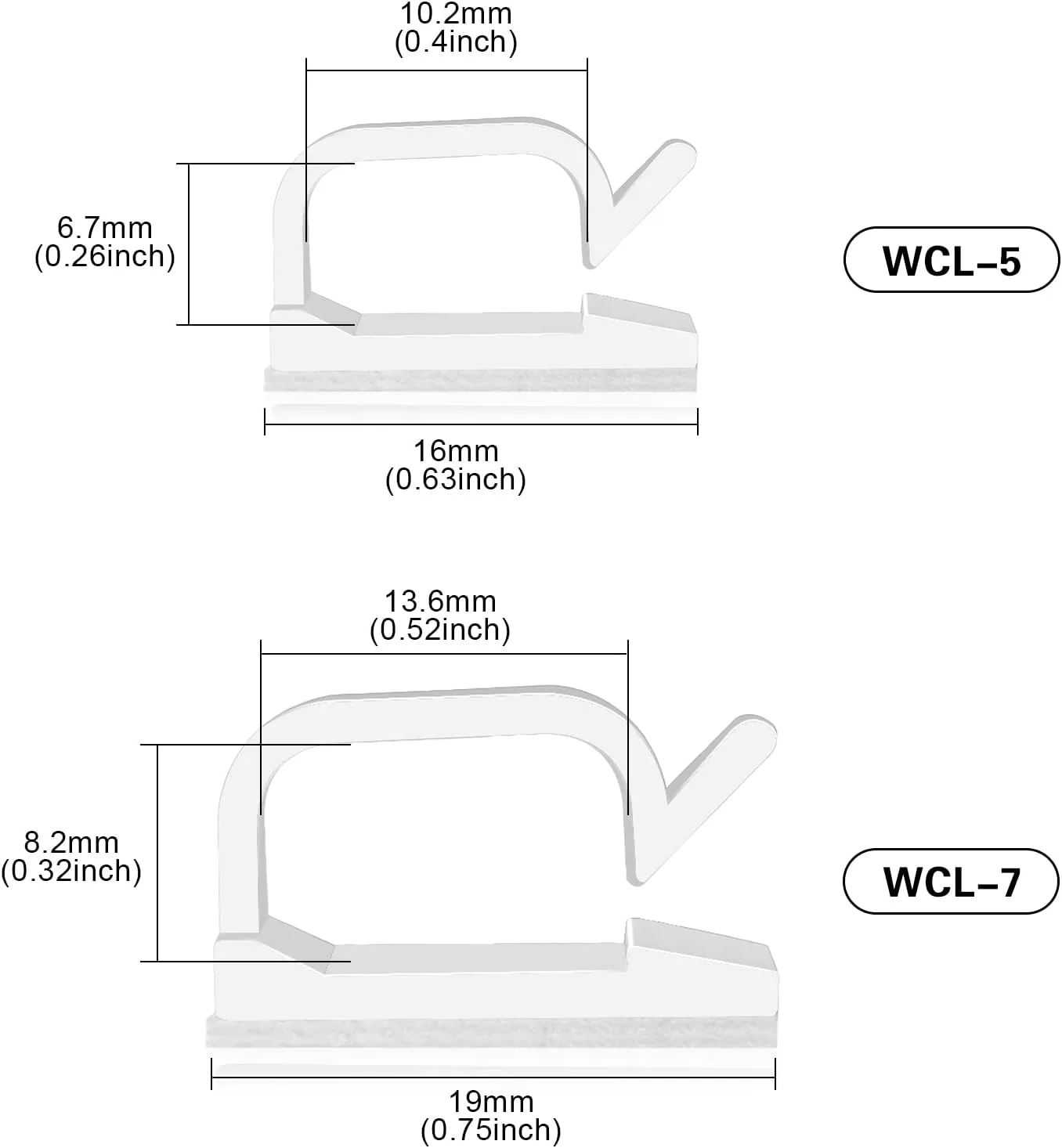 Superior Hub 3/4” Adhesive Cable Wire Clips White 60pcs, Cable Staples Outdoor Cable Management Wire Organizer Cord Holder for Under Desk, Car, Wall, TV PC Ethernet Cable