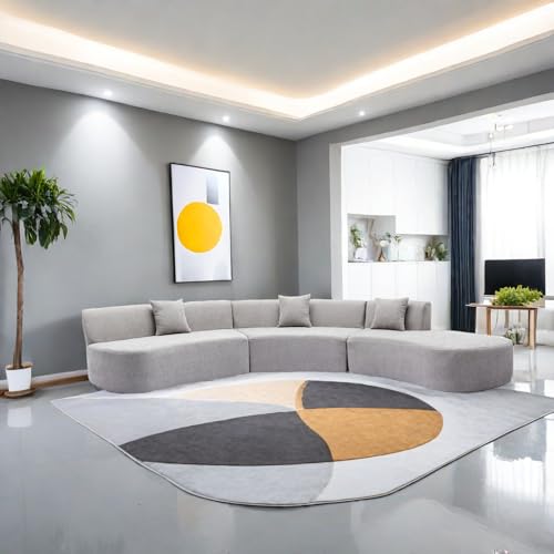 Inch Stylish Curved Sectional Without Legs Sofa, 136.6