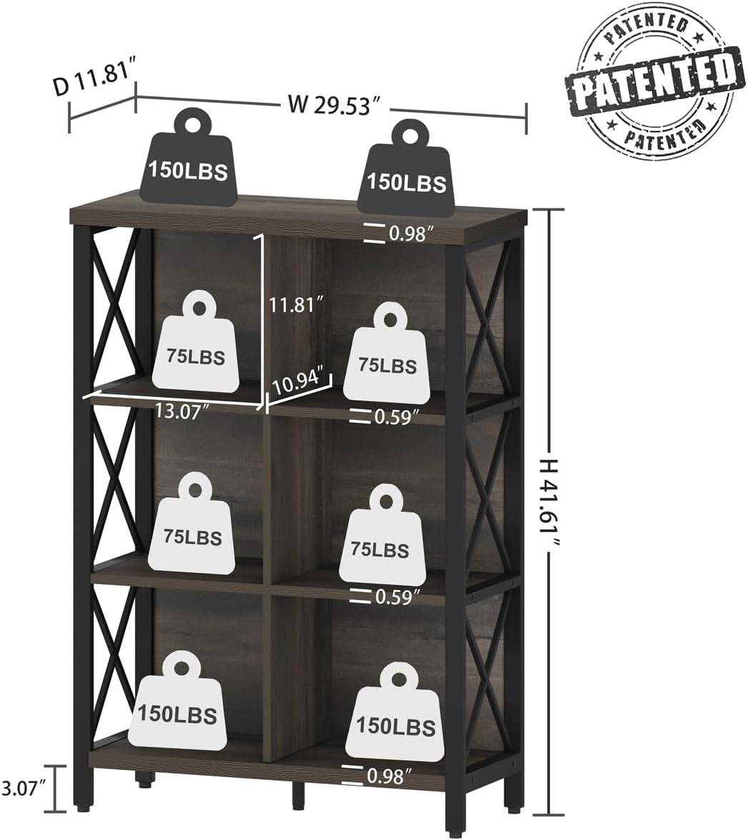 FATORRI Industrial Cube Bookcases and Bookshelves (Walnut Brown)