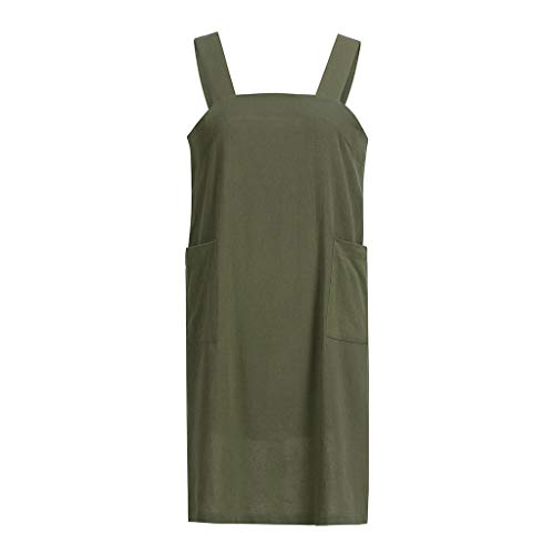 Cotton Linen Apron For Women Women'S Pinafore Cooking Gardening Works Cross Back Cotton/Linen Blend Dress With 2 Pockets