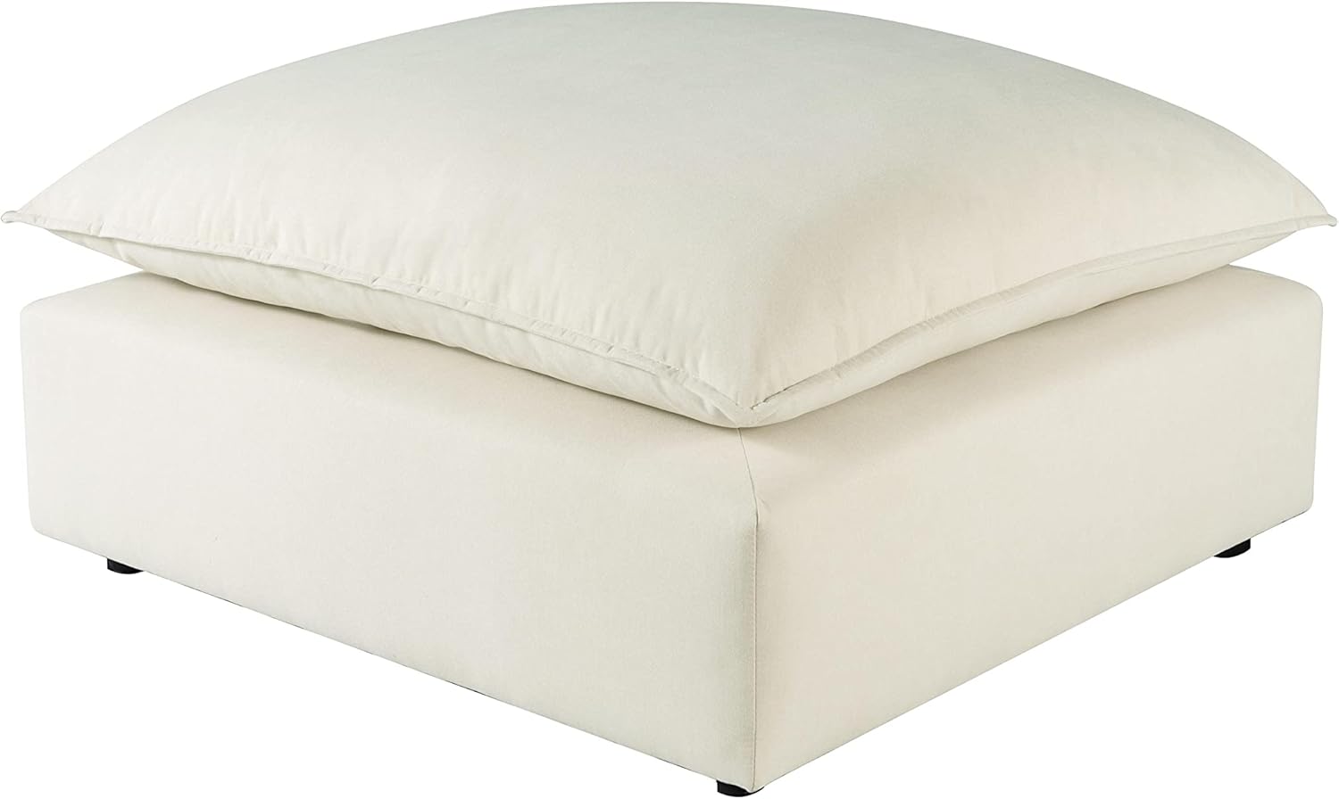 TOV Furniture Cali Natural Upholstered Ottoman in LiveSmart Performance Fabric