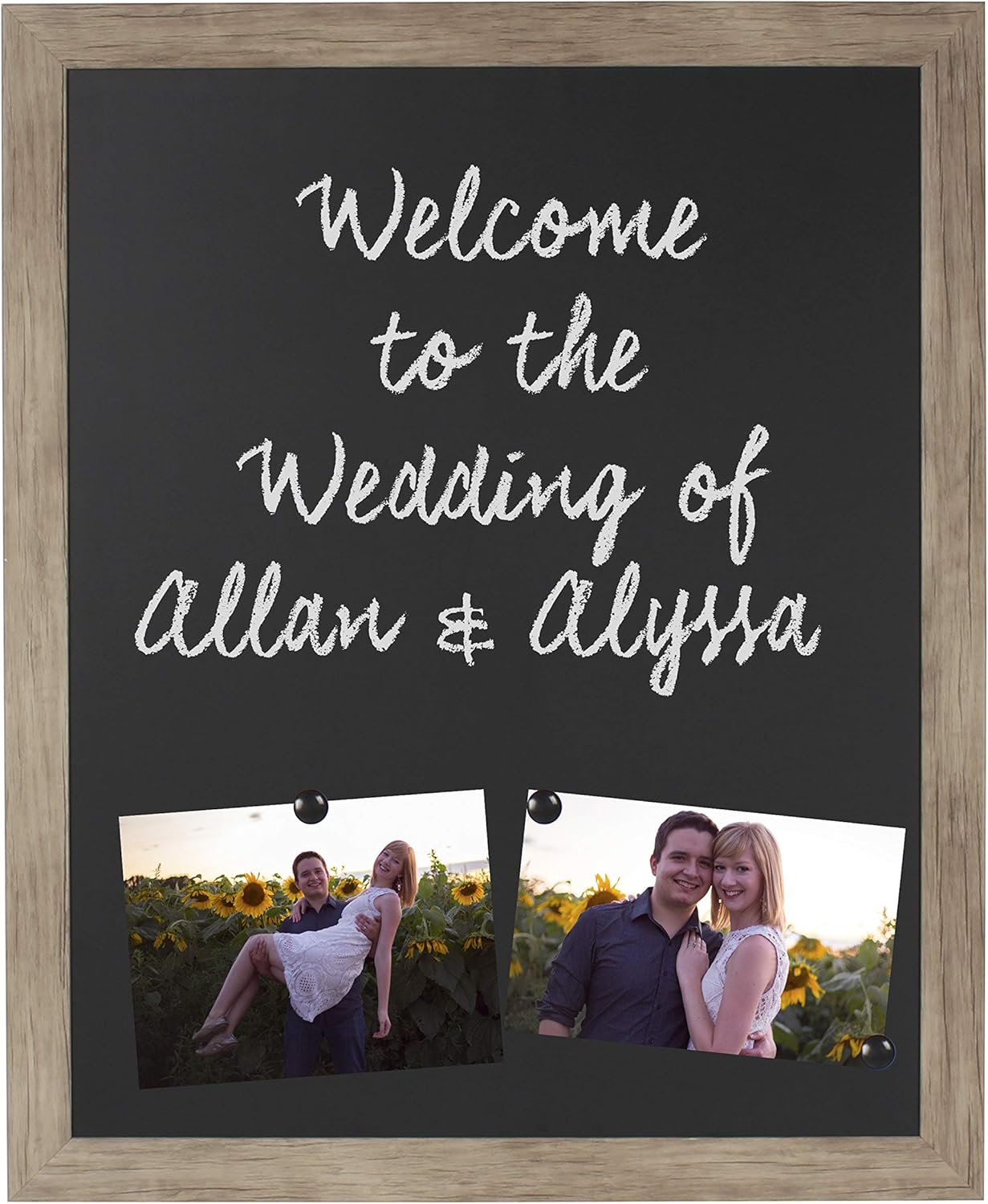 Beatrice Framed Magnetic Chalkboard, 27x33, Rustic Brown