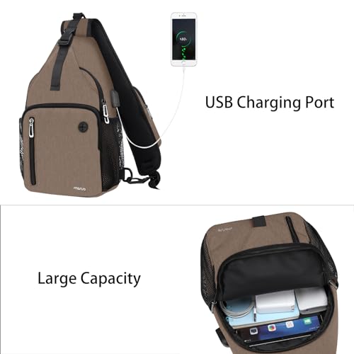 MOSISO Sling Backpack Bag, Crossbody Shoulder Bag Travel Hiking Daypack Chest Bag with Front Square Pocket&USB Charging Port