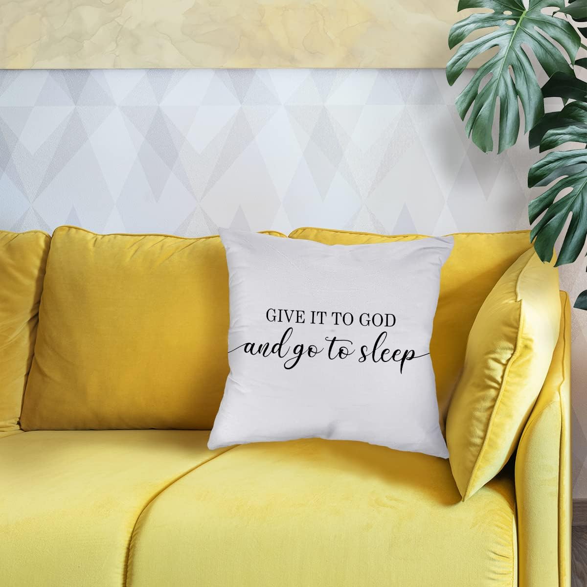 Give It to God and Go to Sleep Christian Pillow Case,Decorate Home Living Room Bedroom Girl Room,Thanksgiving Housewarming Bed Gifts for Christian,12x20 Inch Throw Pillow Covers