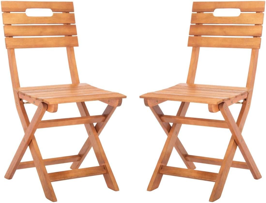Safavieh PAT7057A-SET2 Outdoor Collection Blison Natural Brown Folding (Set of 2) Patio Chair