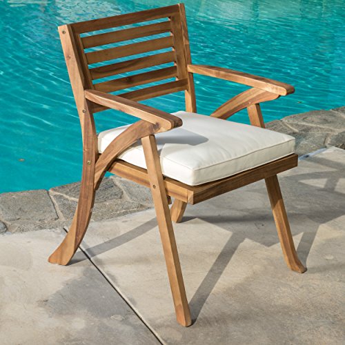 Christopher Knight Home 3-Piece Acacia Wood Bistro Set and 16-Inch Acacia Wood Side Table, Teak Finish