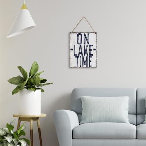 Lake House Decor, Go Jump in the Lake Wood Hanging Sign, Vintage Lake Wall Art Decor, Porch Summer Home Lake House Wooden Slogan Hanging Sign 8X10 Inch