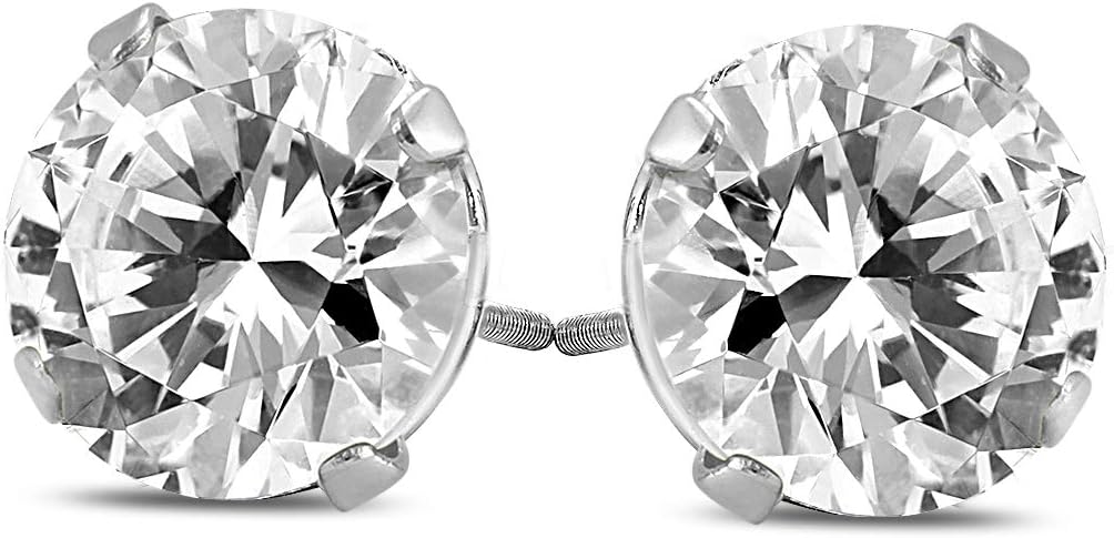 AGS Certified 1/2 Carat TW (H-I Color, SI1-SI2 Clarity) Round Diamond Solitaire Stud Earrings in 14K White Gold