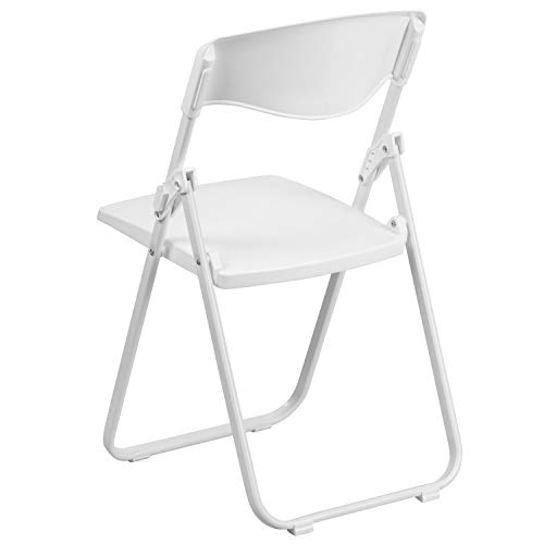 Flash Furniture HERCULES Series 500 lb. Capacity Heavy Duty White Plastic Folding Chair with Built-in Ganging Brackets