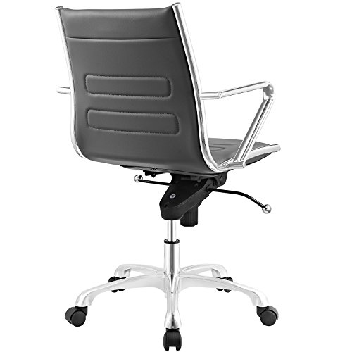 Modway Ascend Faux Leather Adjustable Swivel Office Chair in Gray