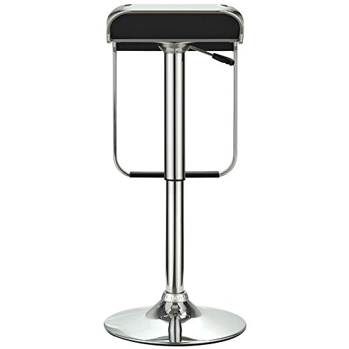 Modway LEM Mid-Century Modern Faux Leather Upholstered Adjustable Swivel Bar Stool in White