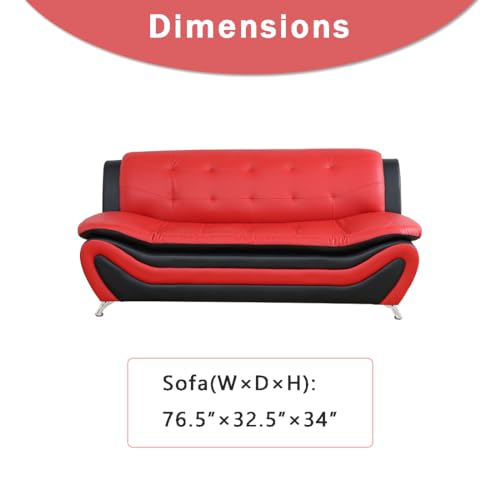 Leather Couches for Living Room, Living Room Couch Set, Sofa for Bedroom, Apartment, Living Room Furniture Sets (b-Leather Black, Sofa+Loveseat)