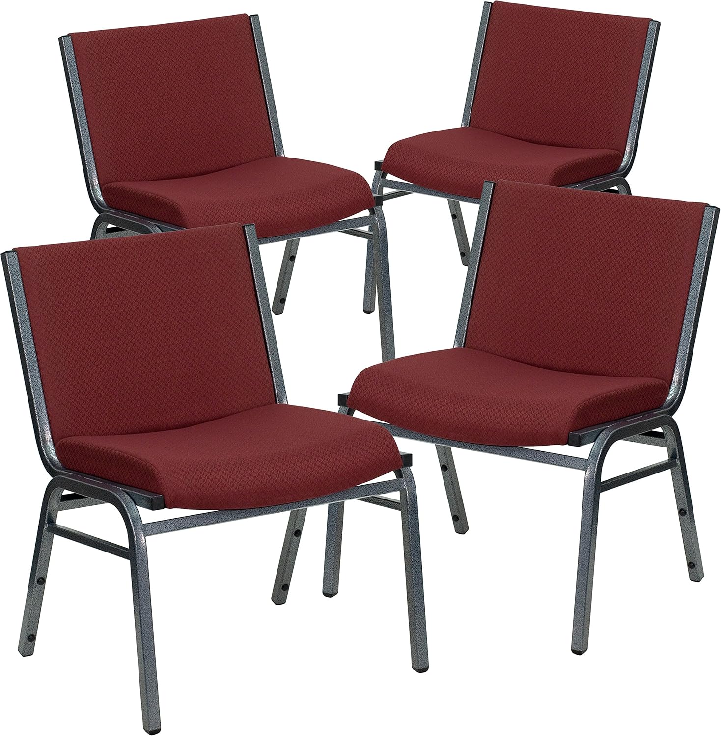 Flash Furniture 4 Pk. HERCULES Series Big & Tall 1000 lb. Rated Burgundy Fabric Stack Chair