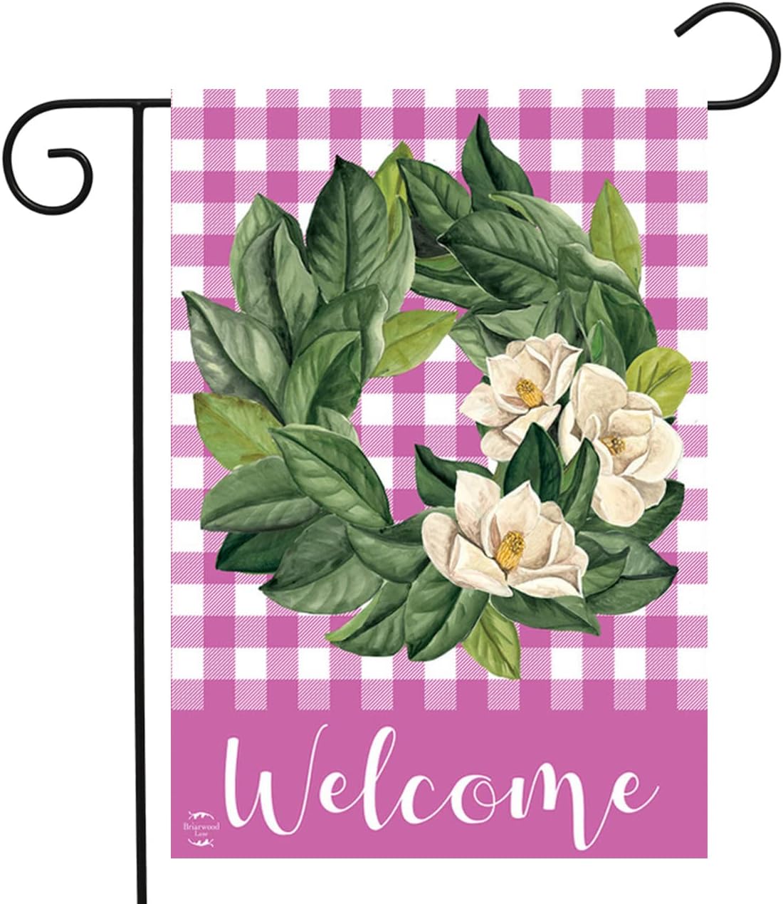 Pink Magnolia Wreath Spring Burlap Garden Flag 12.5