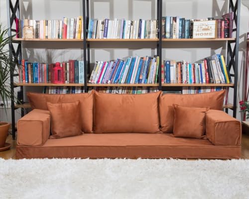 Sectional Sofas, Velvet Fabric Sofa, Reading Sofas, Meditation Yoga Sofas, Floor Cushions, French Mattress, Pallet Sofas,Floor Couches (Yellow)