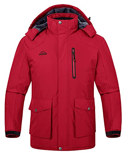 Rdruko Men's Ski Snow Jacket Waterproof Insulated Fleece Outdoor Mountain Hooded Winter Coat
