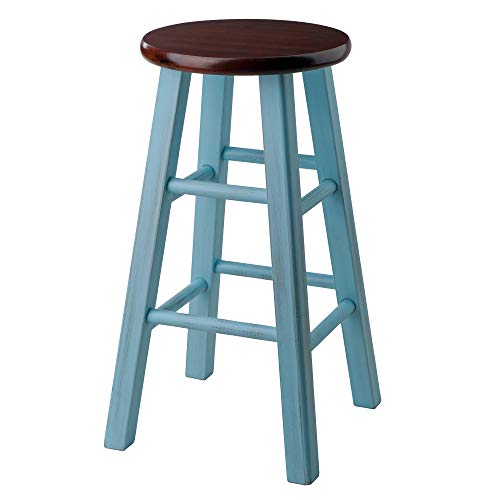 Winsome Wood Ivy Stools Rustic Teal/Walnut and Rustic Light Blue/Walnut