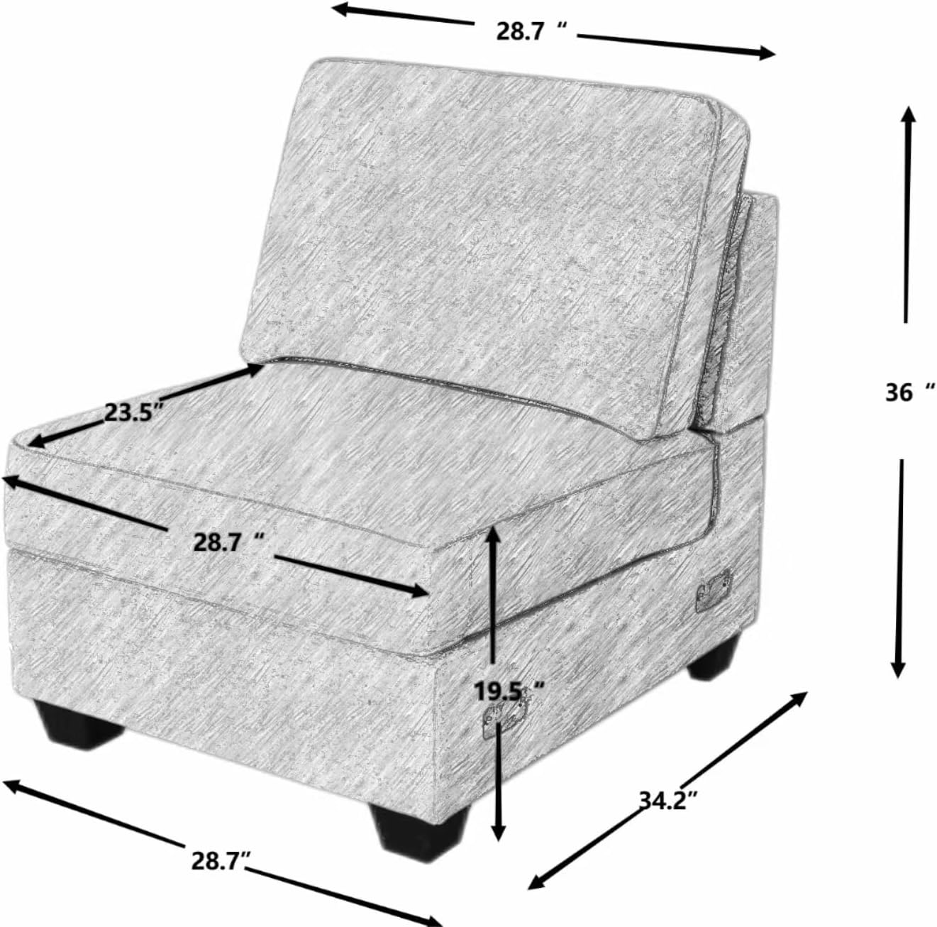 137'' Reversible Flexible Combination Modular Sofa Couche with Ottoman Sectional, Cream