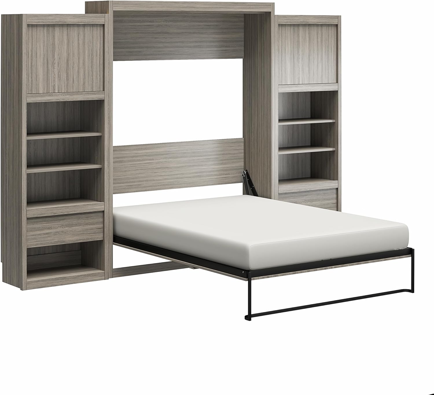 Signature Sleep Paramount Queen Wall Bed & 2 Side Cabinet Bundle in Gray Oak