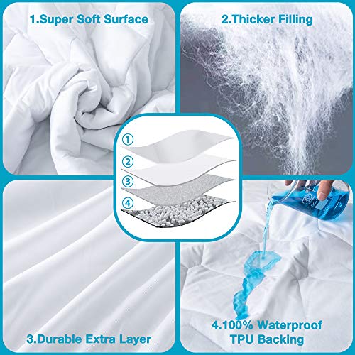Lunsing Twin XL Mattress Protector for College Dorm Room Essentials, Back to School Waterproof Breathable Noiseless Twin Extra Long Mattress Pad with Deep Pocket for 6-16 inches Mattress, White