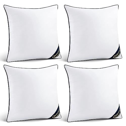 OTOSTAR 18 x 18 Pillow Inserts Set of 2 Decorative 18 Inch Pillow Inserts-Square Interior Sofa Throw Pillow Inserts with 100% Cotton Cover - White Couch Pillow Pair