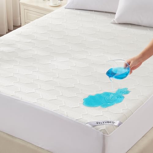 2 Pack Queen Size Waterproof Mattress Protector, Cooling Mattress Pad Cover 3D Air Fabric, Breathable Noiseless Bed Mattress Pad Fitted with Deep Pocket 8